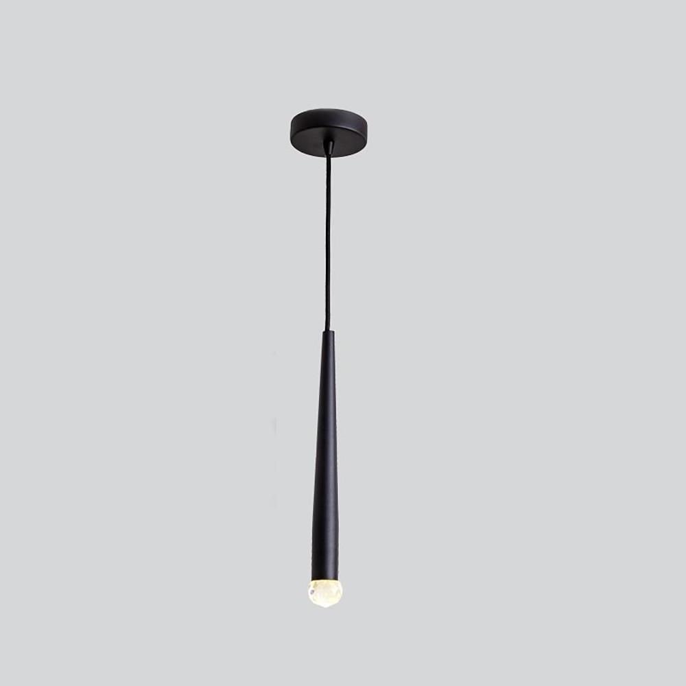 Slim Cylinder Mini Pendant — Electroplated Metal with Crystal LED, 3W 3000K, 12"–24" Heights