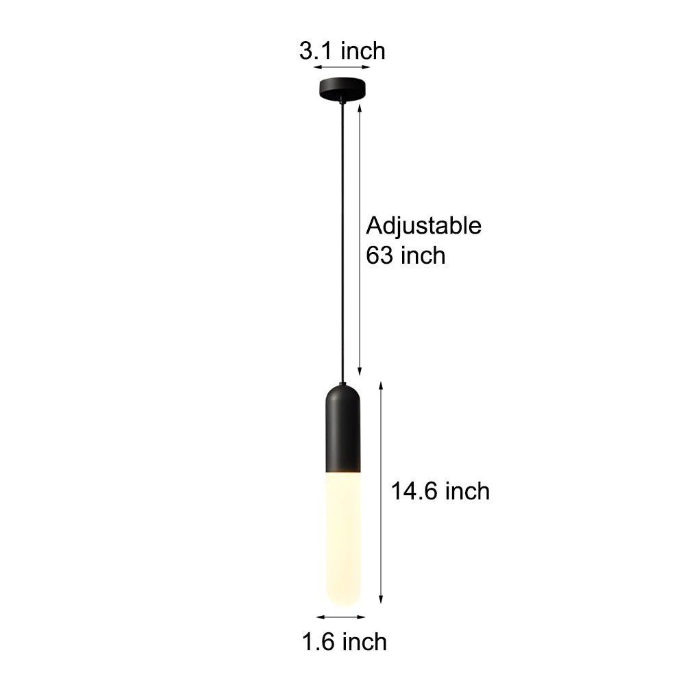 Modern Long Copper Acrylic Mini Pendant — Copper or Black, E27, 3-Step Dimming (3000K/4500K/6000K), 63" Cord