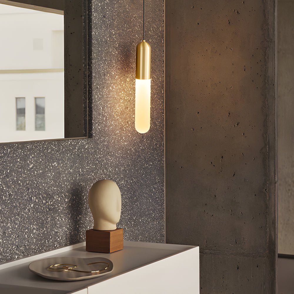Modern Long Copper Acrylic Mini Pendant — Copper or Black, E27, 3-Step Dimming (3000K/4500K/6000K), 63" Cord