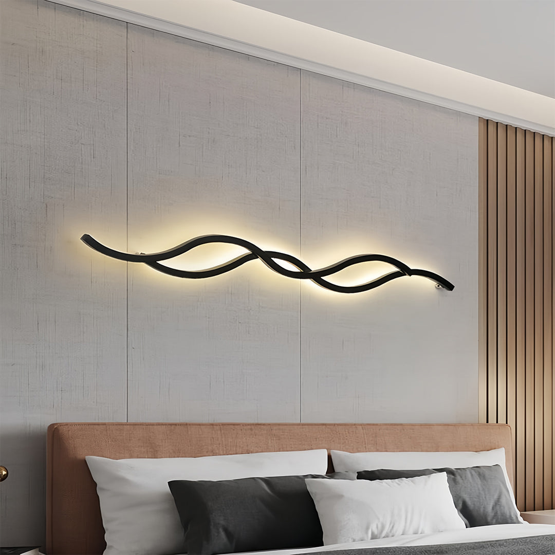 Wavy Linear Wall Sconce — Aluminum & Silicone, 19W LED, USB Rechargeable, 5000mAh Battery, 3-Step Dimming, 39.37"
