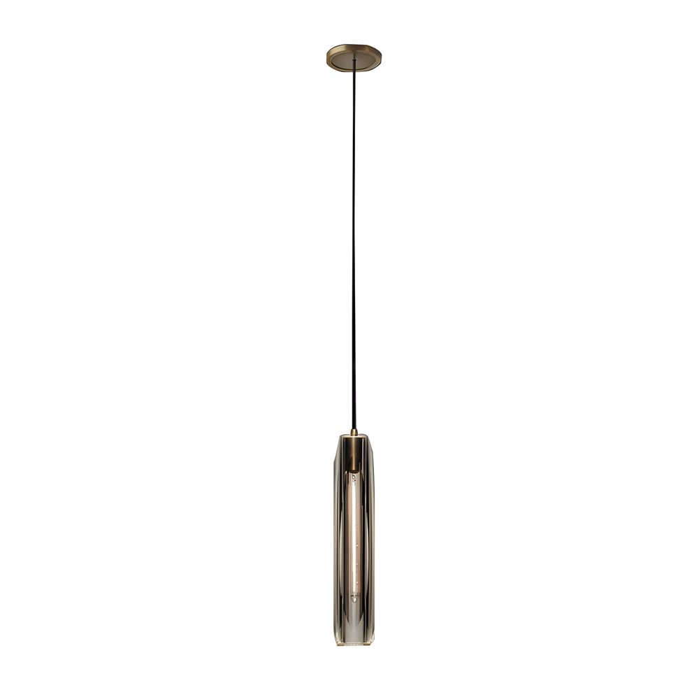 Postmodern Crystal Mini Pendant — Copper, Long Tungsten Filament E14 LED, 2.8" × 15", Adjustable Height