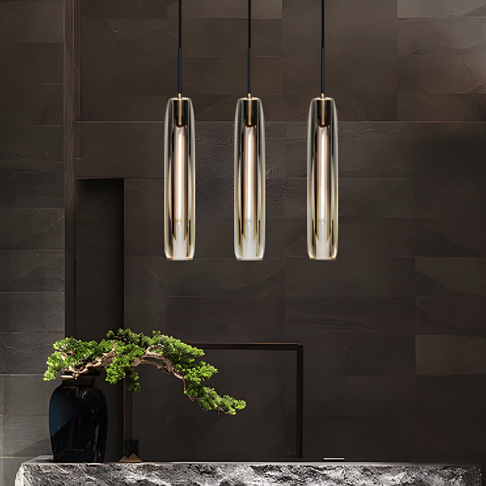 Postmodern Crystal Mini Pendant — Copper, Long Tungsten Filament E14 LED, 2.8" × 15", Adjustable Height