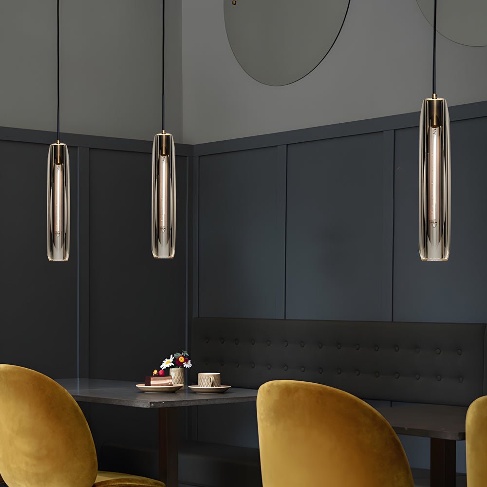 Postmodern Crystal Mini Pendant — Copper, Long Tungsten Filament E14 LED, 2.8" × 15", Adjustable Height