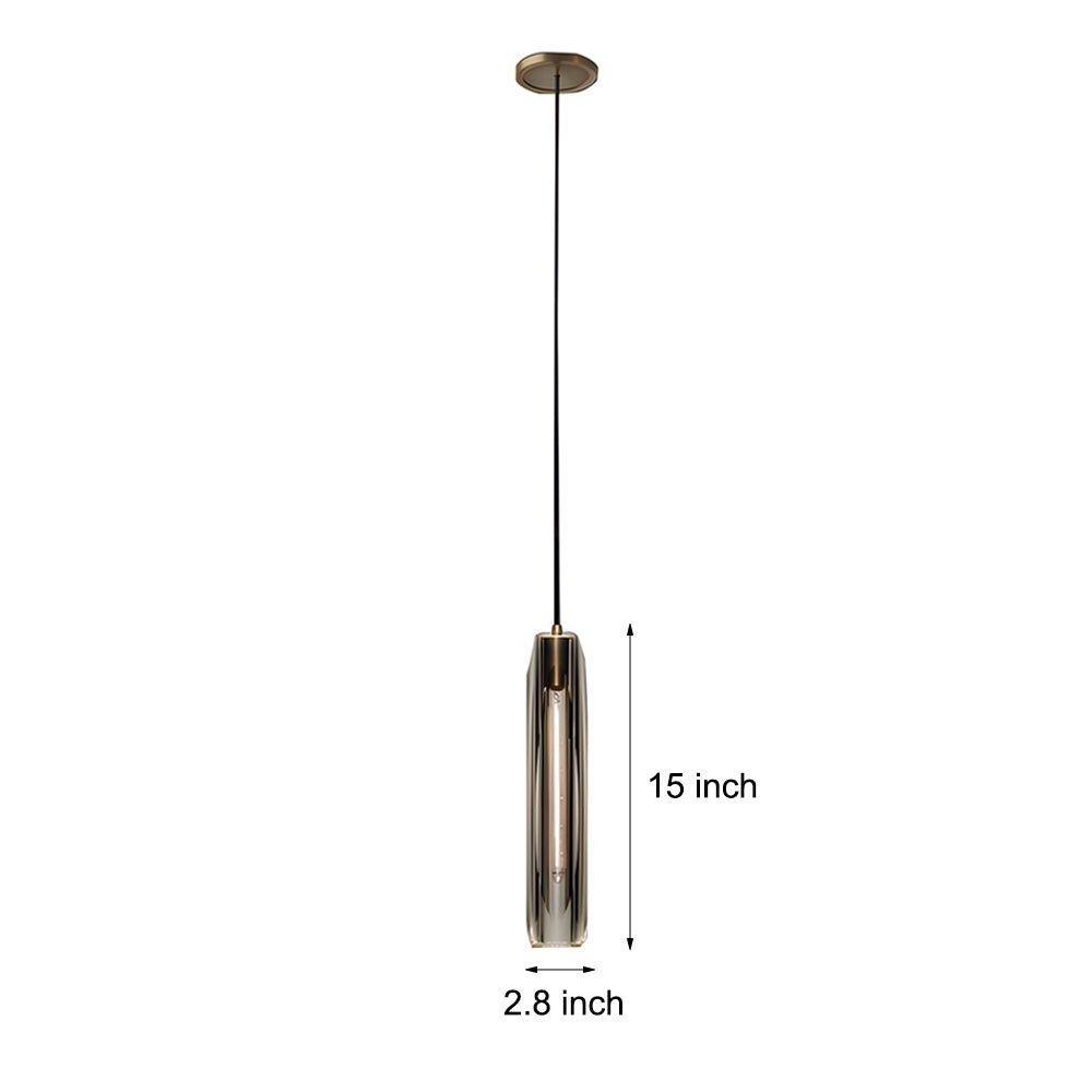 Postmodern Crystal Mini Pendant — Copper, Long Tungsten Filament E14 LED, 2.8" × 15", Adjustable Height
