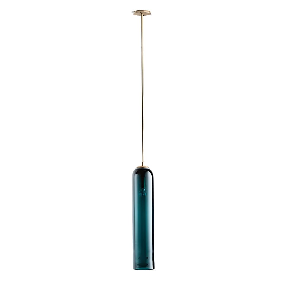 Postmodern Long Glass Bottle Mini Pendant — Hardwired, 3000K Warm White, Dark Green or White