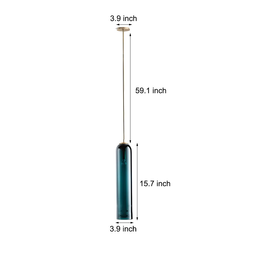 Postmodern Long Glass Bottle Mini Pendant — Hardwired, 3000K Warm White, Dark Green or White