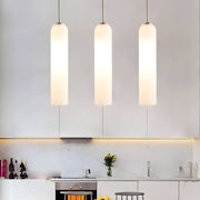 Postmodern Long Glass Bottle Mini Pendant — Hardwired, 3000K Warm White, Dark Green or White
