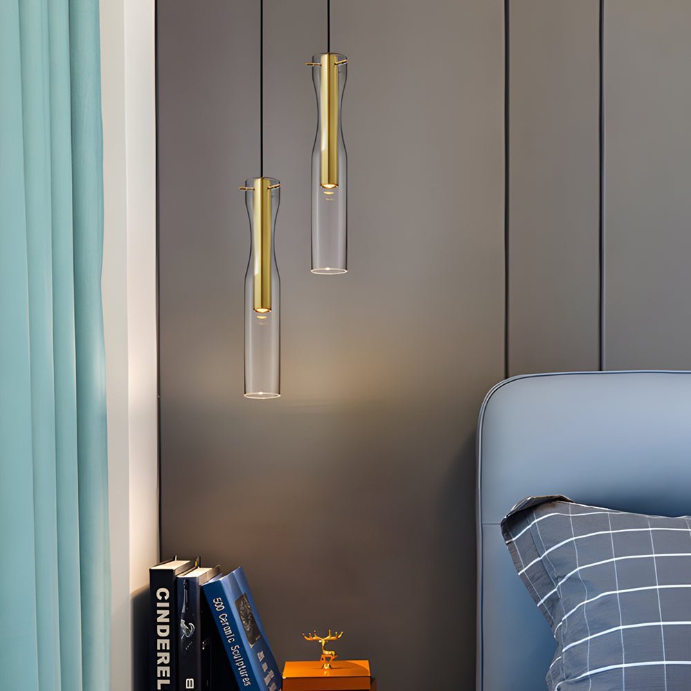 Modern Long Glass Pendant Light — Copper, 3-Step Dimming, 3000K/4500K/6000K
