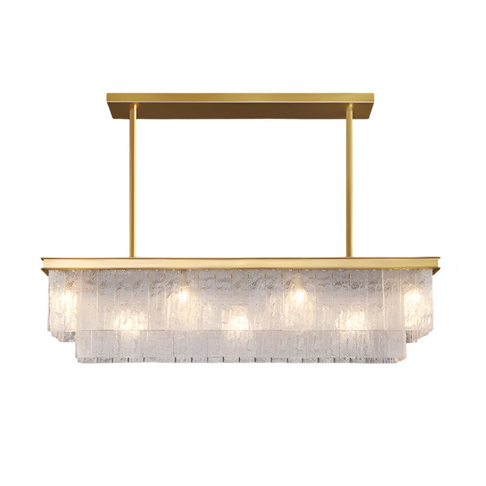 Postmodern Double-Layer Rectangular Crystal Chandelier — Black or Gold, LED, 3-Step Dimming, 49.2" Wide