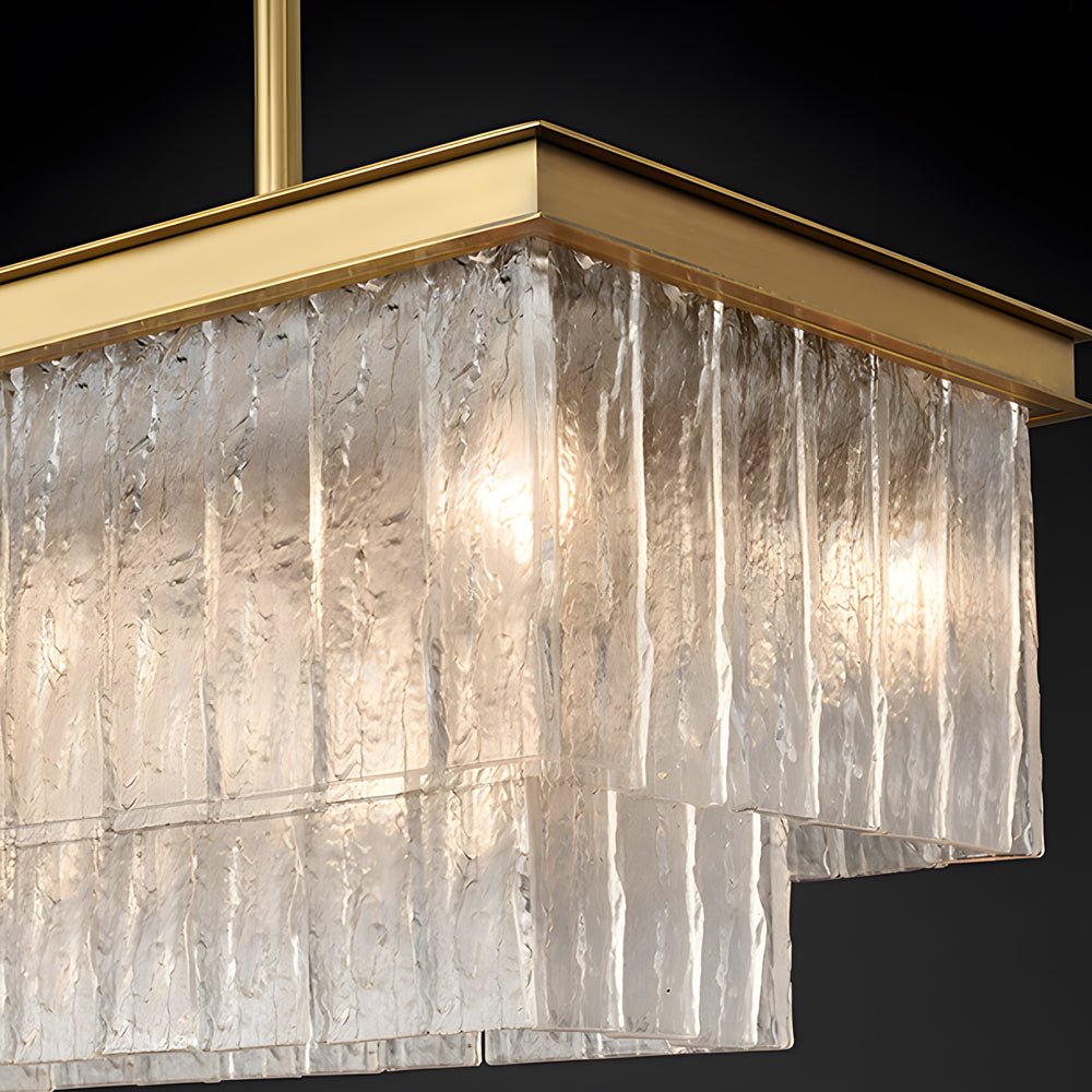 Postmodern Double-Layer Rectangular Crystal Chandelier — Black or Gold, LED, 3-Step Dimming, 49.2" Wide