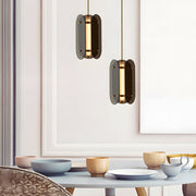 Long Round Glass Mini Pendant Light — Iron and Glass, LED, 3000K Warm White, Hardwired