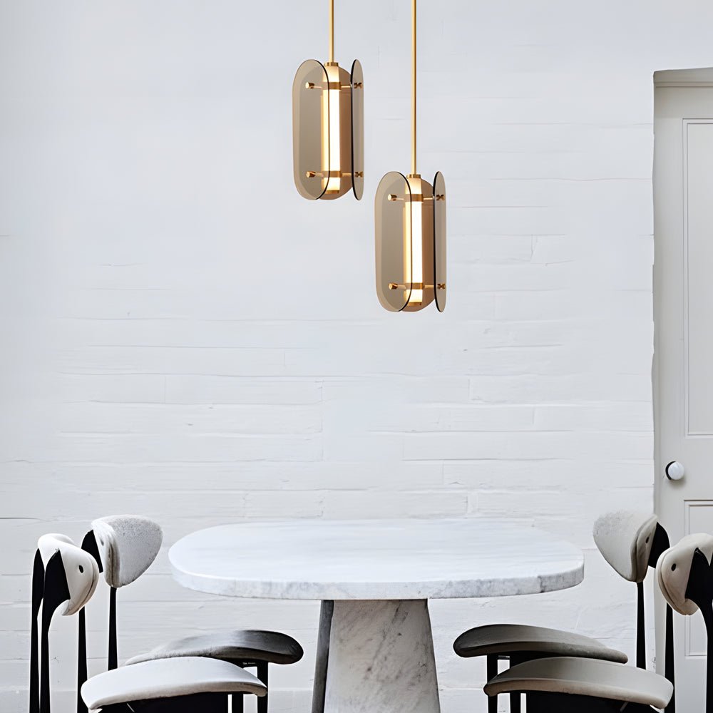 Long Round Glass Mini Pendant Light — Iron and Glass, LED, 3000K Warm White, Hardwired