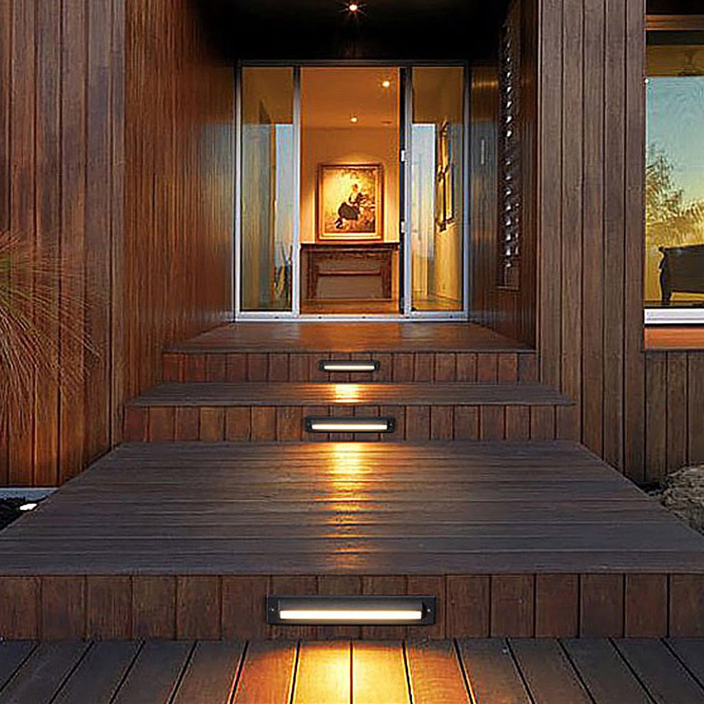 Embedded LED Bar Step & Deck Light — Die-Cast Aluminum, Black, 5W 3000K, IP65 Weatherproof