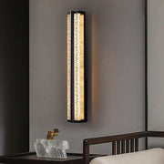 Rectangular Linear Wall Sconce — Black Stainless Steel with Crystal Accents, LED, 20"–33" Sizes