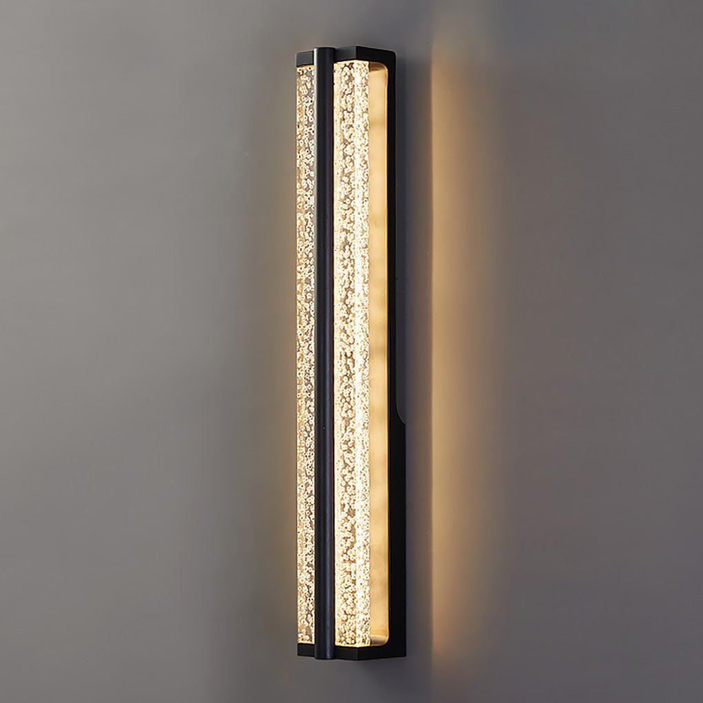 Rectangular Linear Wall Sconce — Black Stainless Steel with Crystal Accents, LED, 20"–33" Sizes