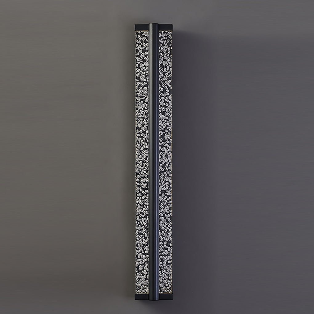 Rectangular Linear Wall Sconce — Black Stainless Steel with Crystal Accents, LED, 20"–33" Sizes