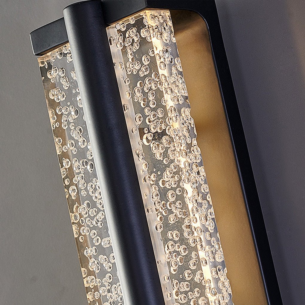 Rectangular Linear Wall Sconce — Black Stainless Steel with Crystal Accents, LED, 20"–33" Sizes
