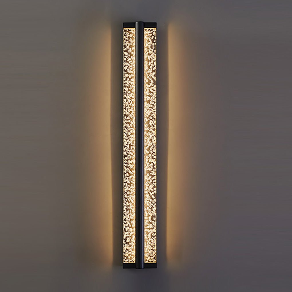 Rectangular Linear Wall Sconce — Black Stainless Steel with Crystal Accents, LED, 20"–33" Sizes