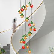 Cherry Glass Dome Multi-Light Chandelier — Stainless Steel, Three-Color Dimming, 12- or 18-Light, 3m Adjustable Cord