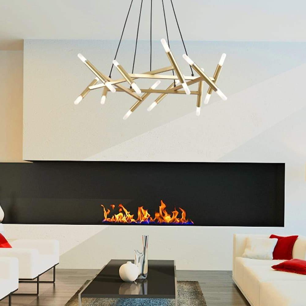 Sputnik Chandelier — Metal with Acrylic Shade, 20-Light LED, 39" Diameter, Black or Gold
