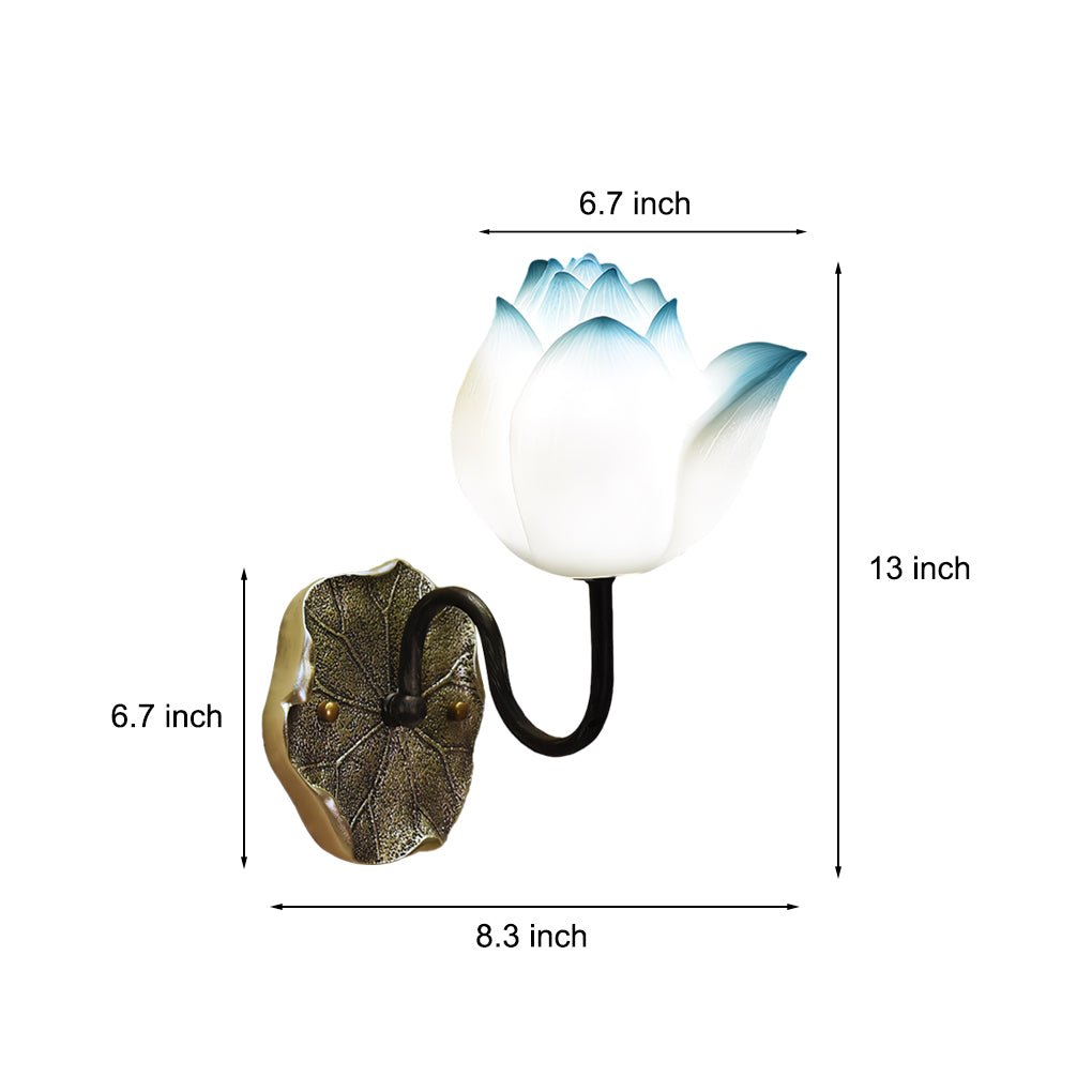 Lotus Flower Wall Sconce — Resin, Three-Step Dimming, 6.7" × 13"