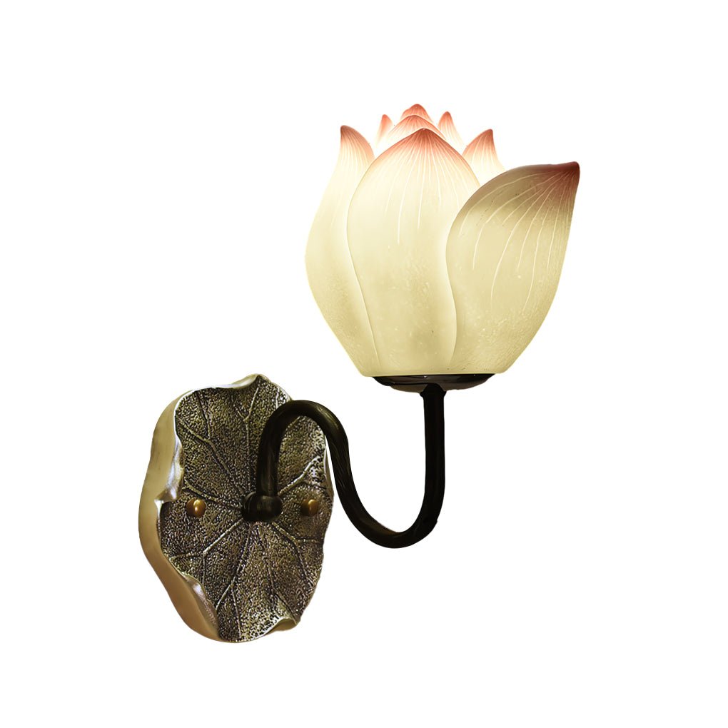 Lotus Flower Wall Sconce — Resin, Three-Step Dimming, 6.7" × 13"