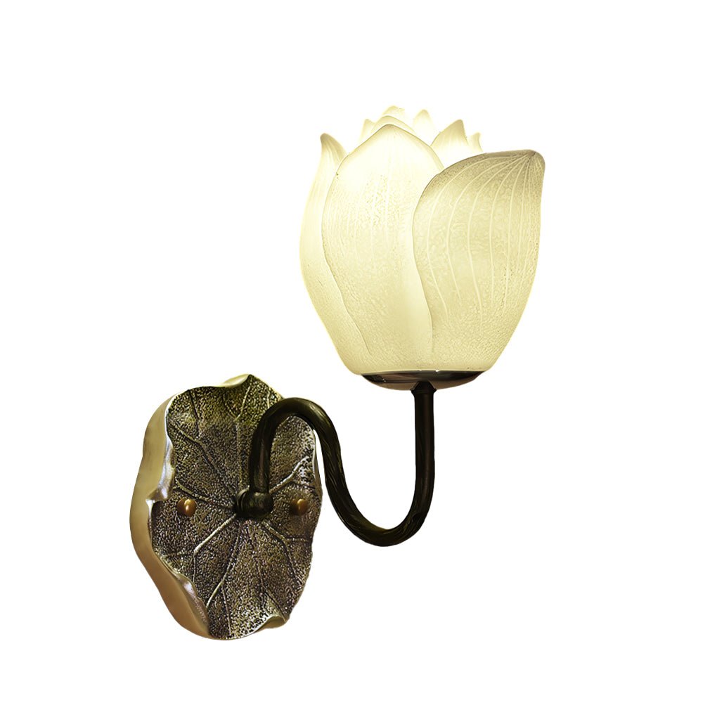Lotus Flower Wall Sconce — Resin, Three-Step Dimming, 6.7" × 13"