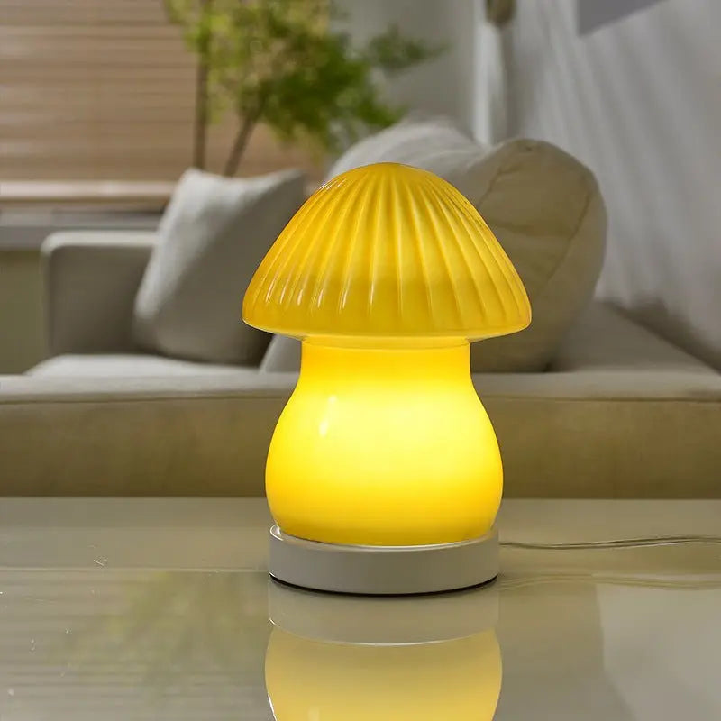 Charming LED Mushroom Baby Lamp in Glass Luxe