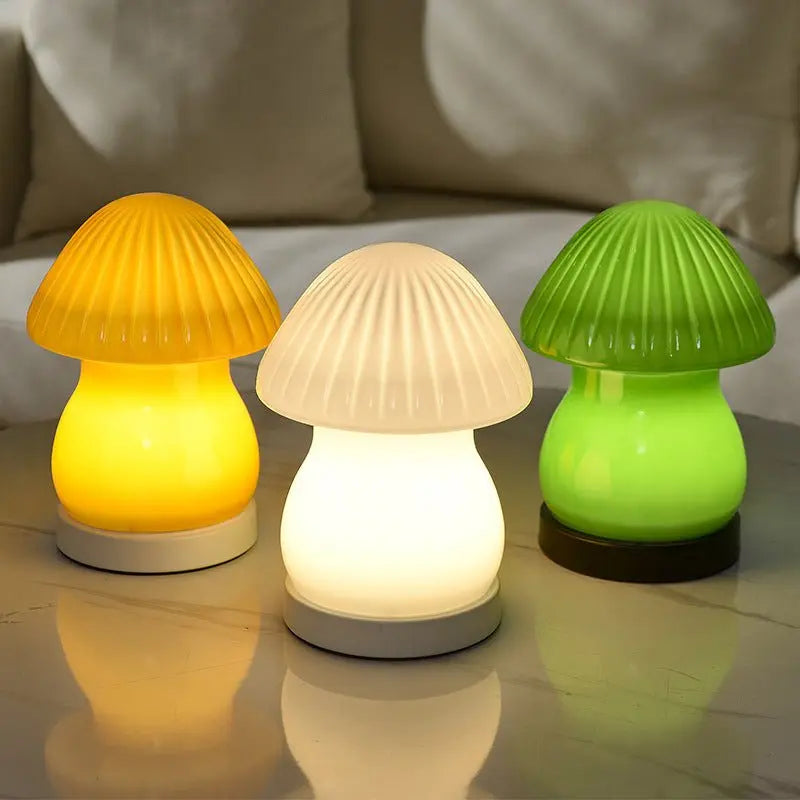 Charming LED Mushroom Baby Lamp in Glass Luxe