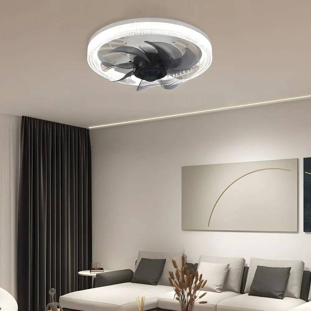 Low Profile 12.2-Inch LED Flush Mount Ceiling Fan with 7 Blades Luxe