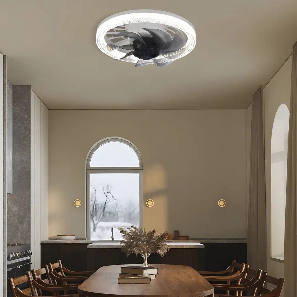 Low Profile 12.2-Inch LED Flush Mount Ceiling Fan with 7 Blades Luxe