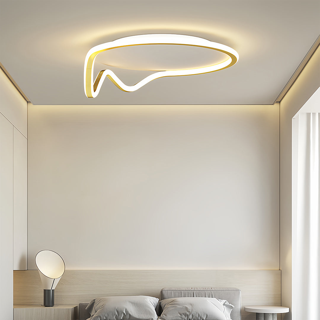 Minimalist Geometric LED Flush Mount — Iron, Silicone Shade, 3-Step Dimming (3000K–6000K), 16.5" or 20.5"
