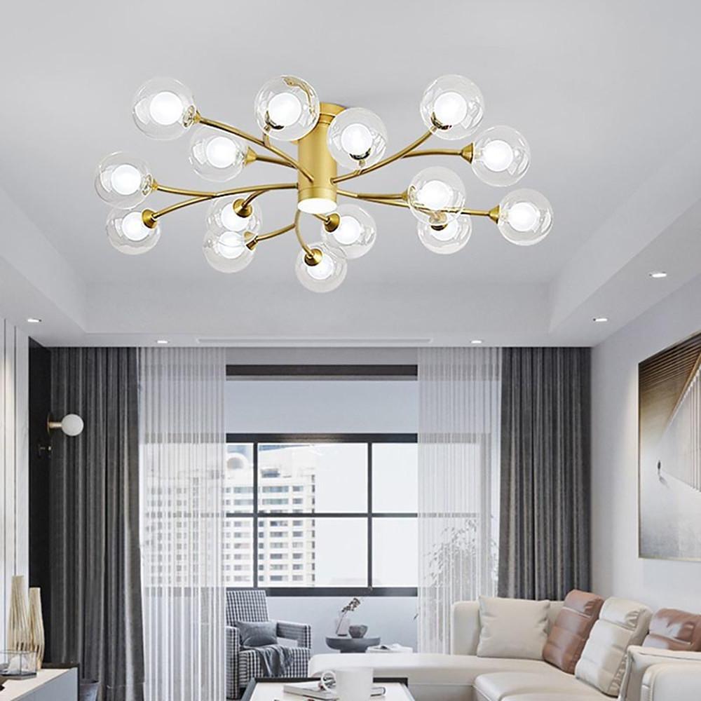 Industrial Globe Semi-Flush Mount Ceiling Light — Metal and Glass, LED, 9/12/15-Light, 3000–5400K