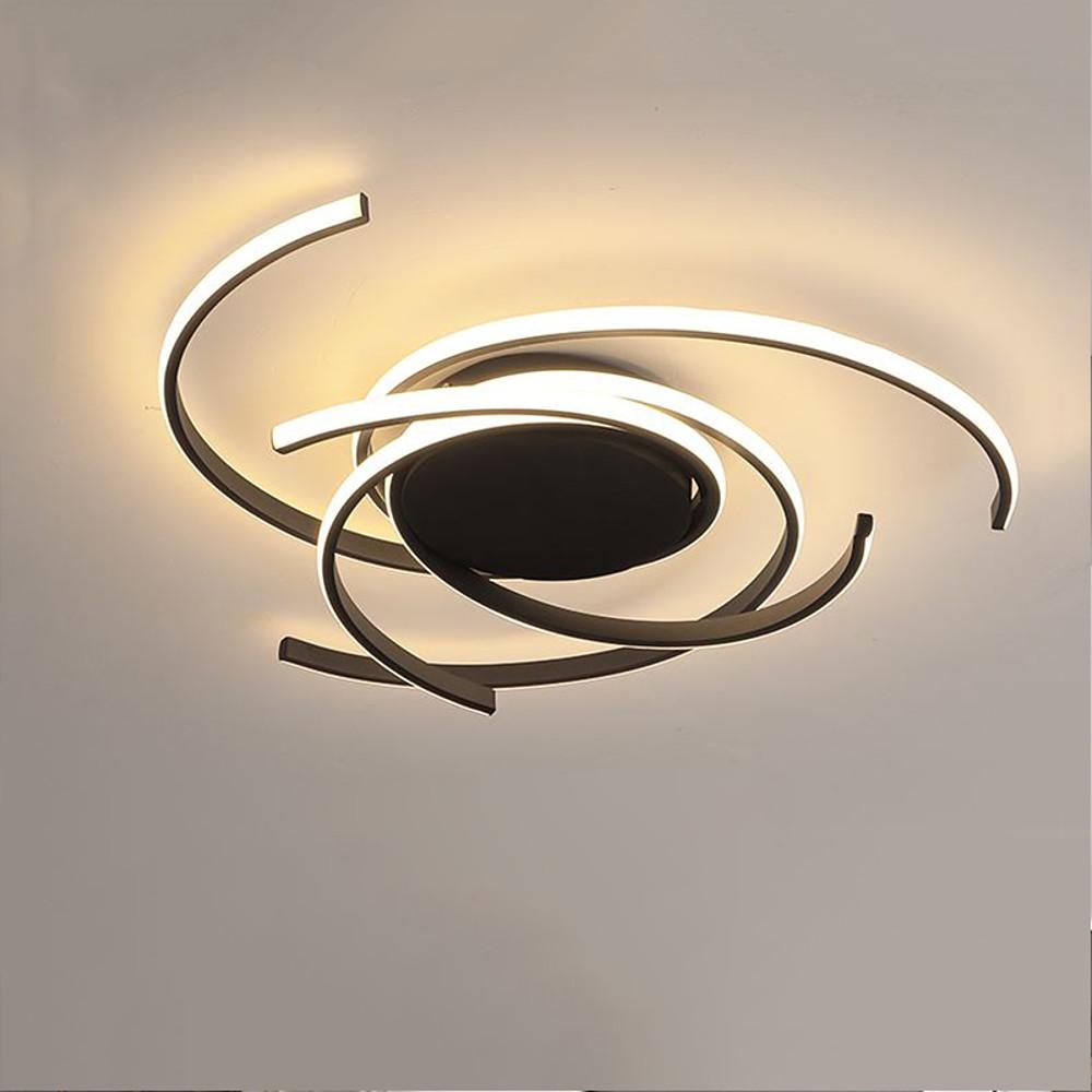Scattered Semicircle LED Flush-Mount Ceiling Light — Aluminum and Silica Gel, 22", Dimmable with Remote Control