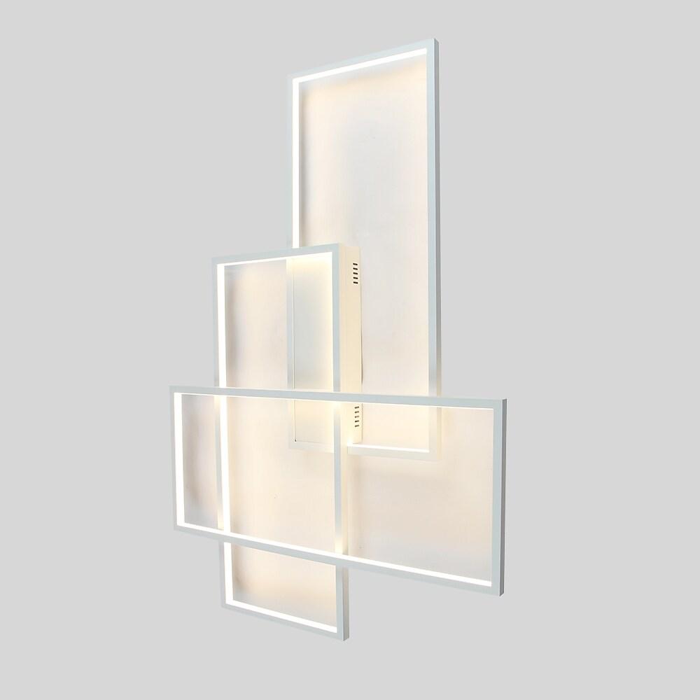 Overlapping Rectangles Geometric Flush-Mount Ceiling Light — Aluminum, 90W LED, Dimmable with Remote, 40" × 27"