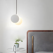 Lunar Eclipse Adjustable Mini Pendant — Iron and Acrylic, LED 3000K, Moon Phase, Black or White