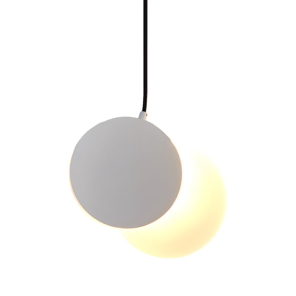 Lunar Eclipse Adjustable Mini Pendant — Iron and Acrylic, LED 3000K, Moon Phase, Black or White
