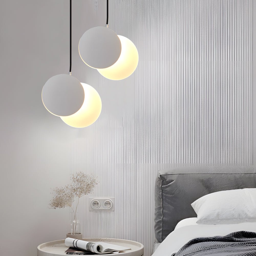 Lunar Eclipse Adjustable Mini Pendant — Iron and Acrylic, LED 3000K, Moon Phase, Black or White