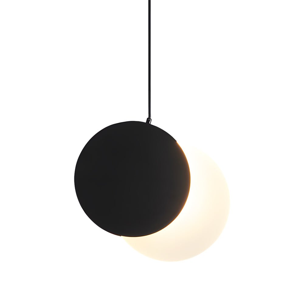 Lunar Eclipse Adjustable Mini Pendant — Iron and Acrylic, LED 3000K, Moon Phase, Black or White
