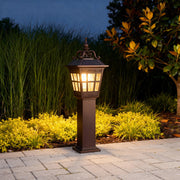 Classic Outdoor Post Light — Coffee-Brown Cast Aluminum, Clear Glass, 12W LED, IP44, 43"