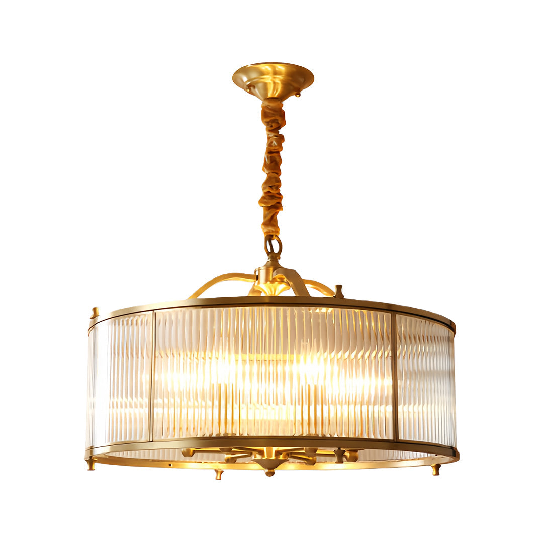 Ship's Rudder Semi-Flush Pendant — Full Copper Brass, Transparent Glass, 3-Step Dimming (3000K/4500K/6000K), 15.75"–23.62"