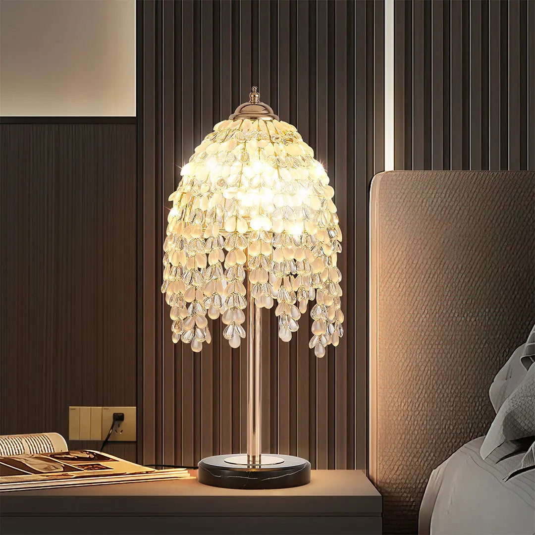 Luxury European Crystal Bedside Table Lamp in Gold Luxe