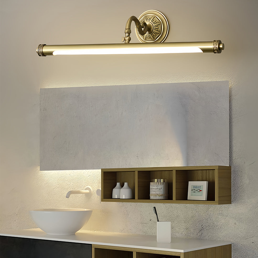 Gold Bathroom Vanity Light Bar — Full Copper, LED, 180° Adjustable, 7W / 9W / 12W, Multi-Color Temperature