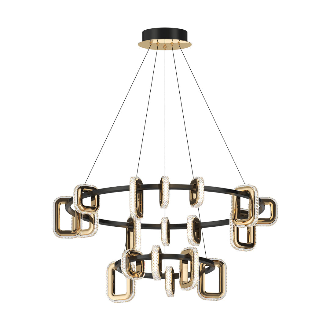 Modern Acrylic Chandelier — Gold Aluminum, 3-Step Dimming (3000K/4500K/6000K), 6- to 18-Light, Single- or Double-Layer