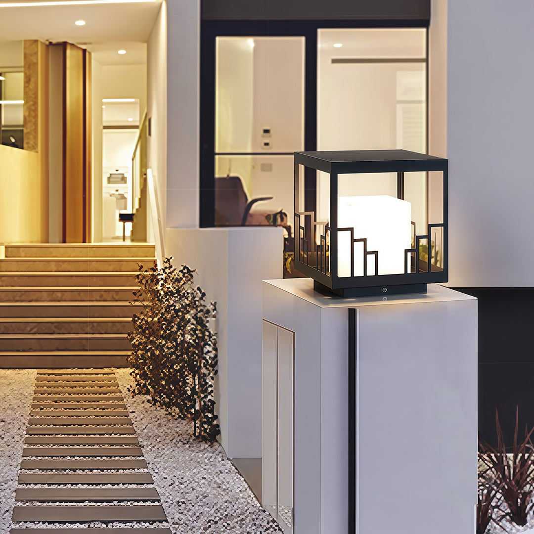 Minimalist Outdoor Pillar Light — Matte Black Stainless Steel, 20W LED, IP54, Dual Color Temperature