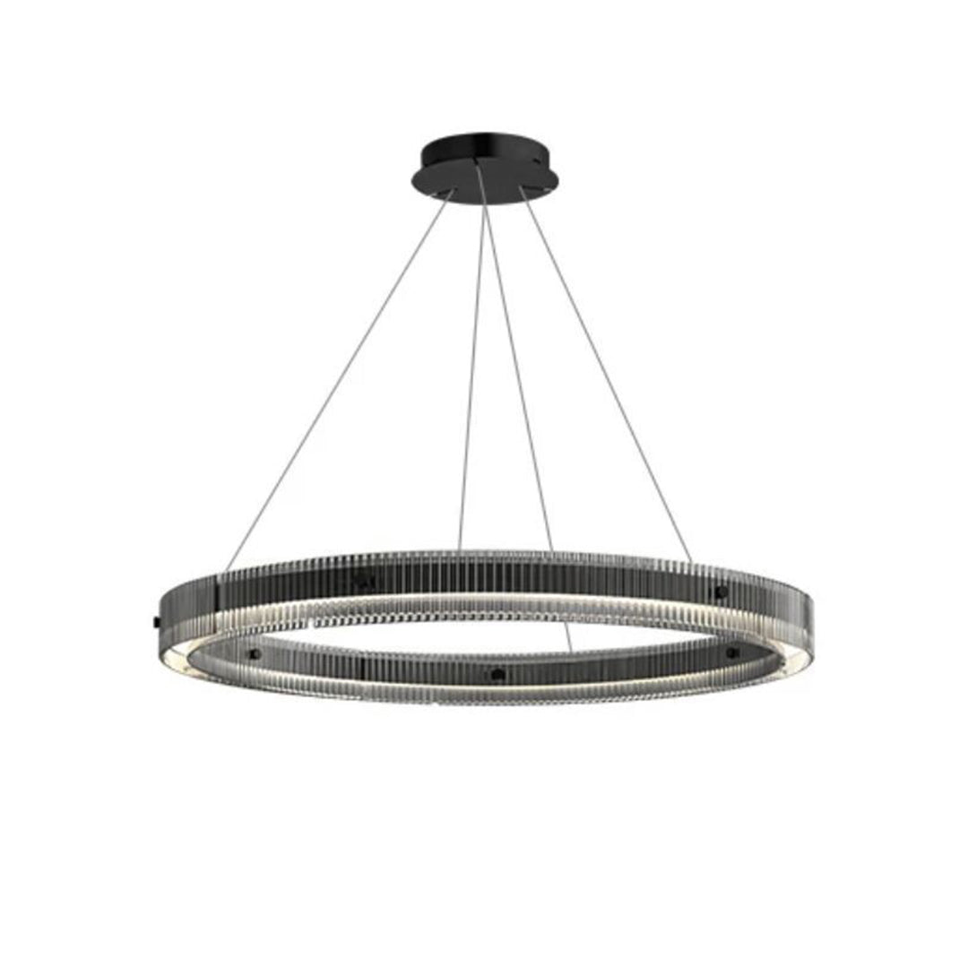 Round Black Glass Chandelier — Aluminum, Full-Spectrum LED, RA≥97, Dimmable, 60cm / 80cm / 100cm