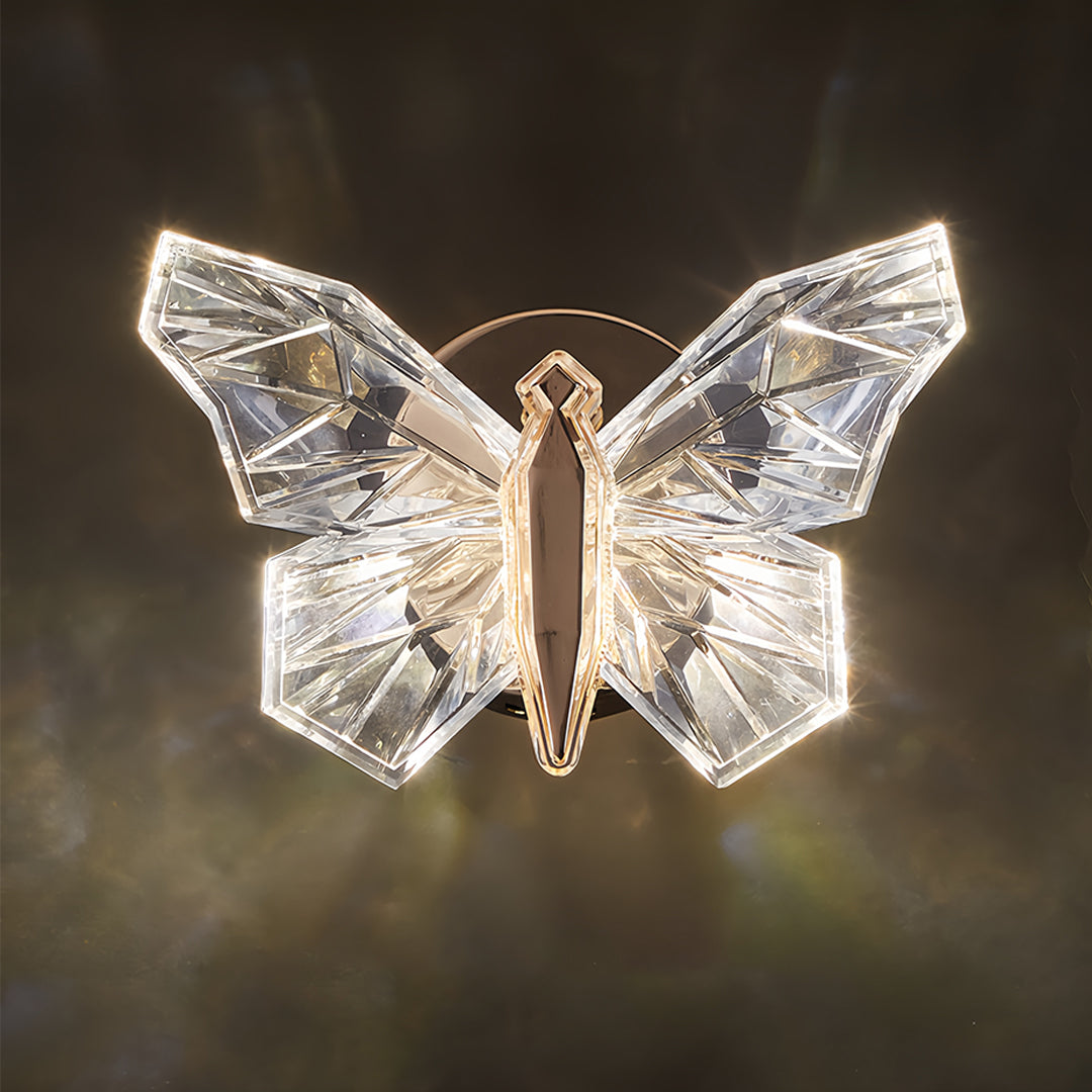 Butterfly Wall Sconce — Gold Aluminum, White Acrylic Shade, LED, Three-Step Dimming (3000K/4500K/6000K)