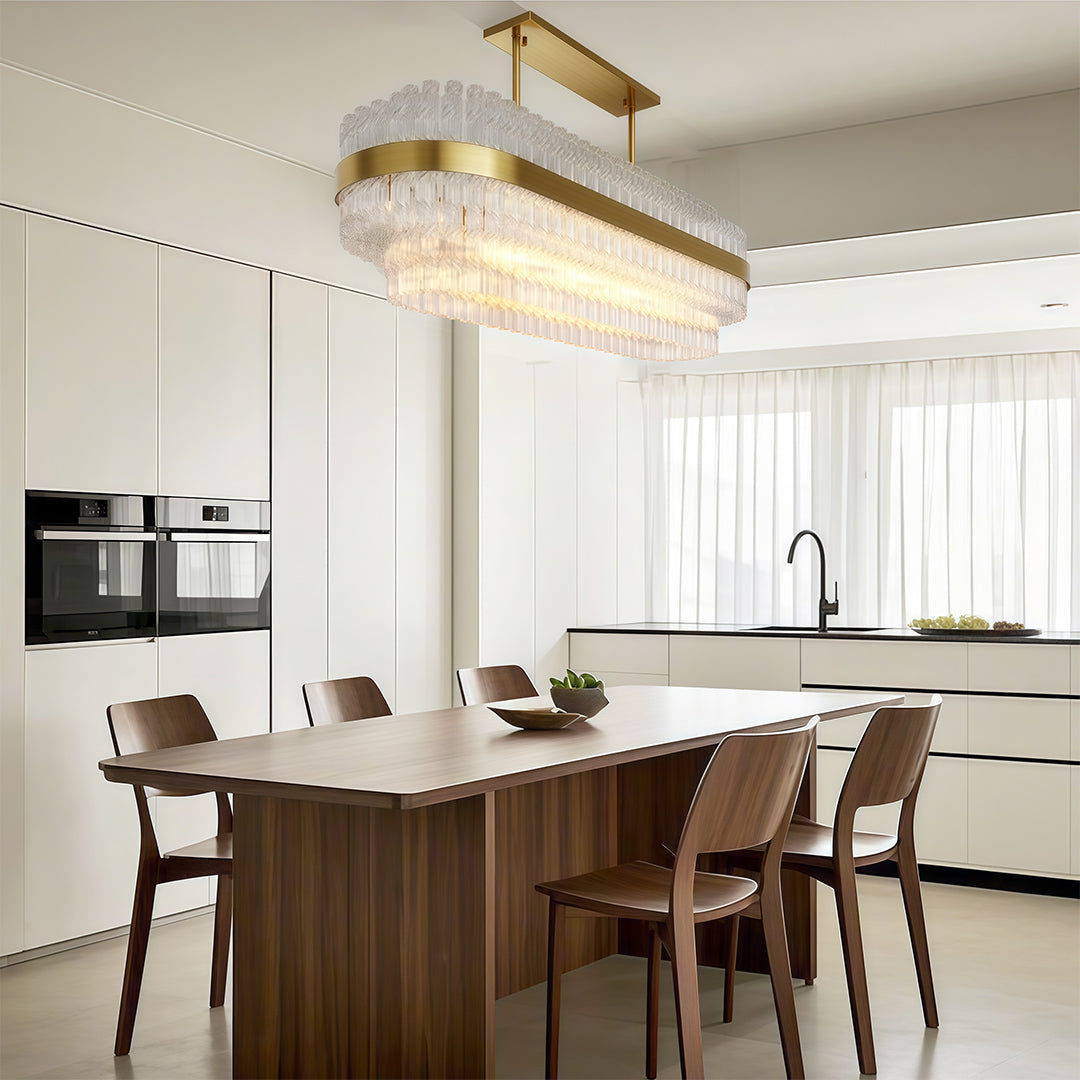 Industrial Modern Chandelier — Solid Brass, Transparent Glass, G9, Multiple Sizes