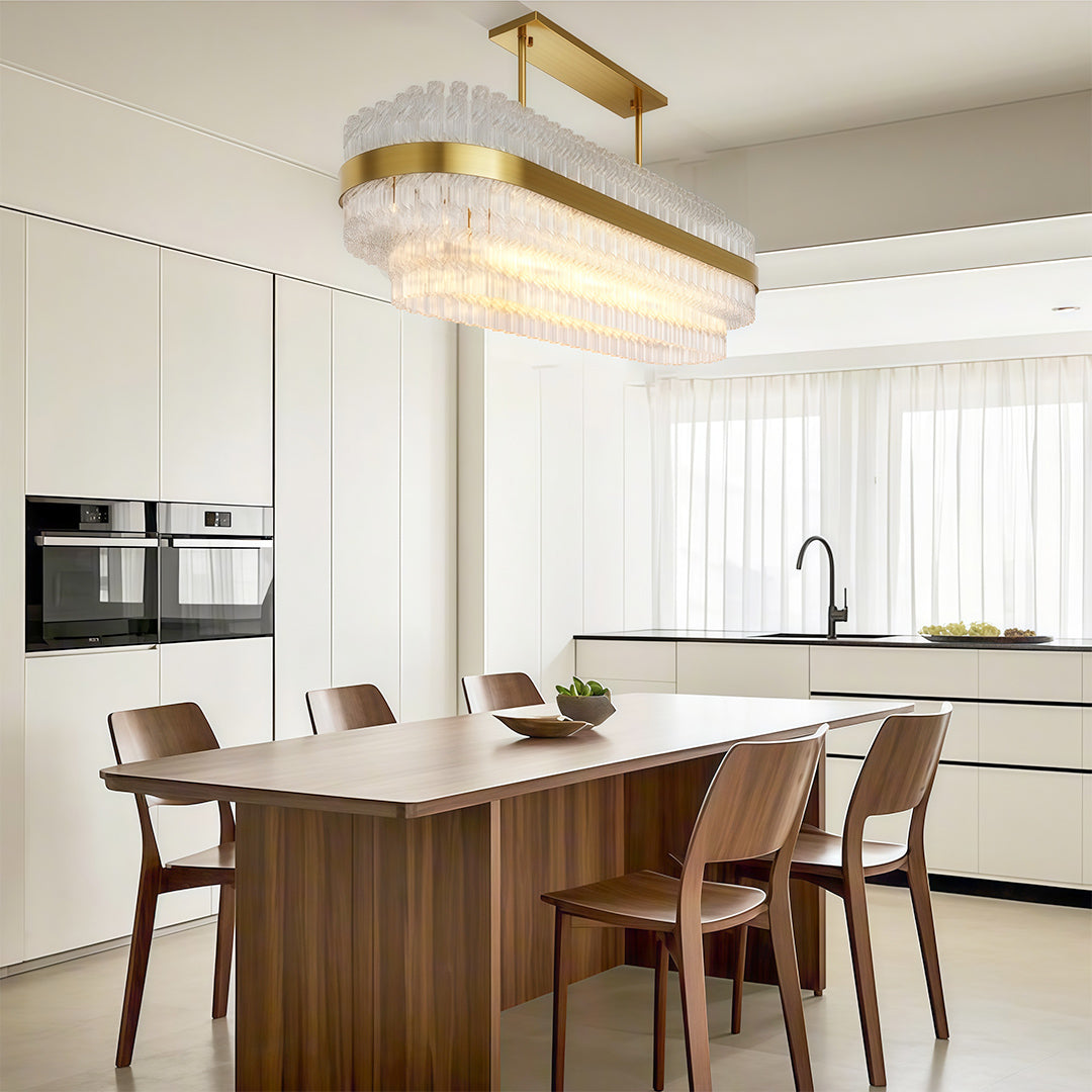 Industrial Modern Chandelier — Solid Brass, Transparent Glass, G9, Multiple Sizes