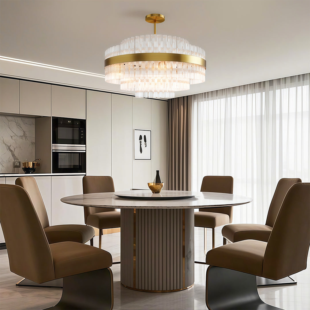 Industrial Modern Chandelier — Solid Brass, Transparent Glass, G9, Multiple Sizes